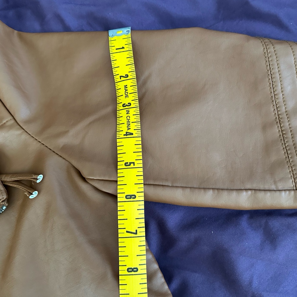Lulus Up On A Tuesday Camel Vegan Leather Jacket Brown - Size XL - Picture 9 of 9